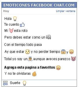 Conversacion con Emoticon ampolleta para Facebook