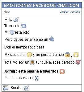 Conversacion con Emoticon avion para Facebook