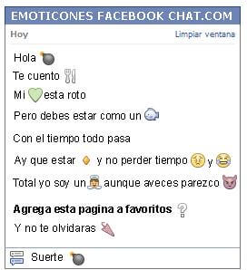 Conversacion con Emoticon bomba para Facebook