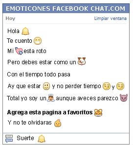 Conversacion con Emoticon campana para Facebook