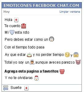 Conversacion con Emoticon carta de diamante para Facebook