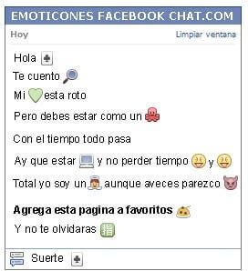 Conversacion con Emoticon carta de trebol para Facebook