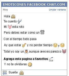 Conversacion con Emoticon cartera para Facebook