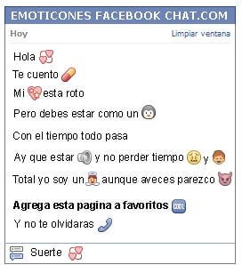 Conversacion con Emoticon circulo de corazones para Facebook