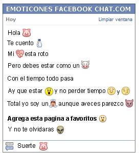 Conversacion con Emoticon cochino para Facebook