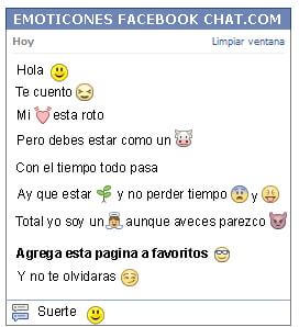 Conversacion con Emoticon contento para Facebook