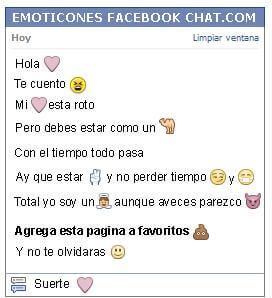 Conversacion con Emoticon corazon lila para Facebook