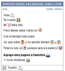 Conversacion con Emoticon email enviado para Facebook