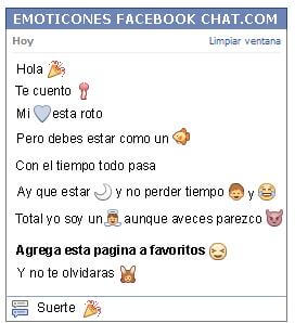 Conversacion con Emoticon fiesta para Facebook