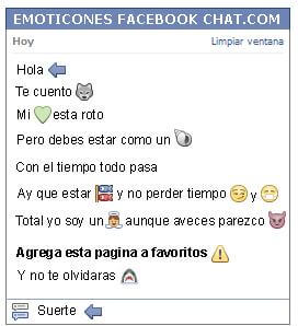 Conversacion con Emoticon flecha a la izquierda para Facebook