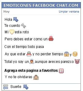 Conversacion con Emoticon flecha diagonal hacia arriba a la izquierda para Facebook