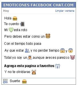 Conversacion con Emoticon hamburguesa para Facebook