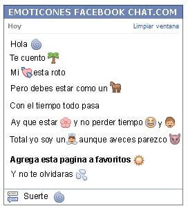 Conversacion con Emoticon infinito para Facebook