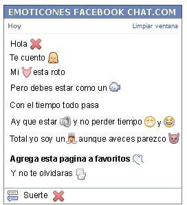 Conversacion con Emoticon letra equis roja para Facebook