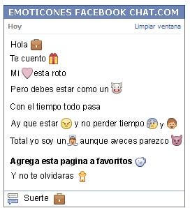 Conversacion con Emoticon maletin para Facebook