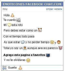 Conversacion con Emoticon nariz para Facebook