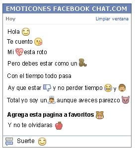 Conversacion con Emoticon ojos felices para Facebook