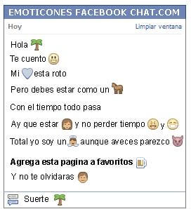 Conversacion con Emoticon palmera para Facebook