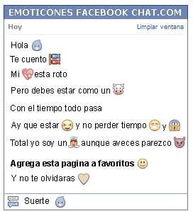 Conversacion con Emoticon palomita para Facebook