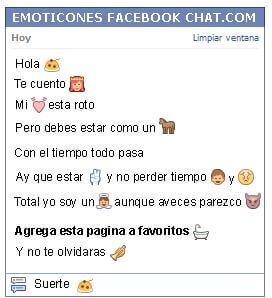 Conversacion con Emoticon pastas para Facebook