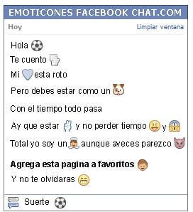 Conversacion con Emoticon pelota de futbol para Facebook