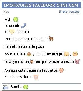 Conversacion con Emoticon pelota de tennis para Facebook