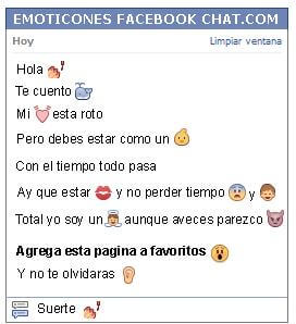 Conversacion con Emoticon pinta unas para Facebook