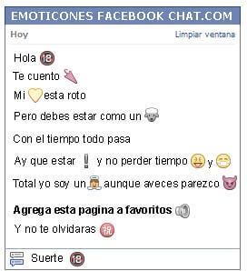 Conversacion con Emoticon prohibido menores de 18 anos para Facebook