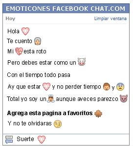 Conversacion con Emoticon regalo corazon para Facebook