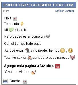 Conversacion con Emoticon robot para Facebook