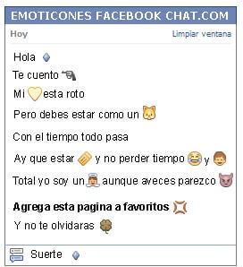 Conversacion con Emoticon rombo pequeno azul para Facebook