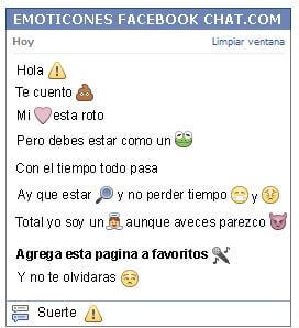 Conversacion con Emoticon signo alerta para Facebook