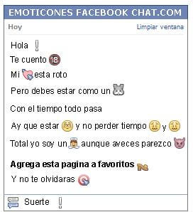 Conversacion con Emoticon signo de exclamacion blanco para Facebook