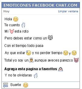 Conversacion con Emoticon silbando para Facebook