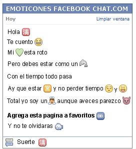 Conversacion con Emoticon simbolo chino completo para Facebook