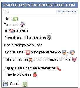 Conversacion con Emoticon simbolo chino direccion para Facebook