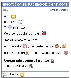 Conversacion con Emoticon simbolo chino falta para Facebook