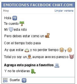 Conversacion con Emoticon simbolo chino para Facebook