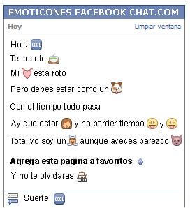 Conversacion con Emoticon simbolo cool para Facebook