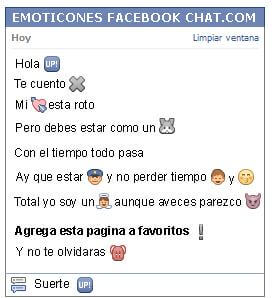 Conversacion con Emoticon simbolo up para Facebook