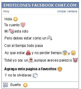 Conversacion con Emoticon sol para Facebook