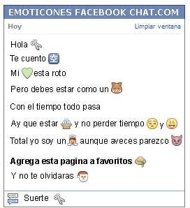 Conversacion con Emoticon tijera para Facebook