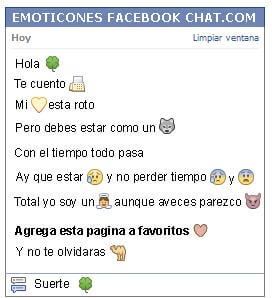 Conversacion con Emoticon trebol para Facebook