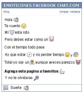 Conversacion con Emoticon volumen para Facebook