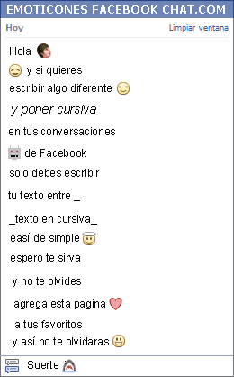 Conversacion con Emoticones y Texto en Negrita en Facebook Chat